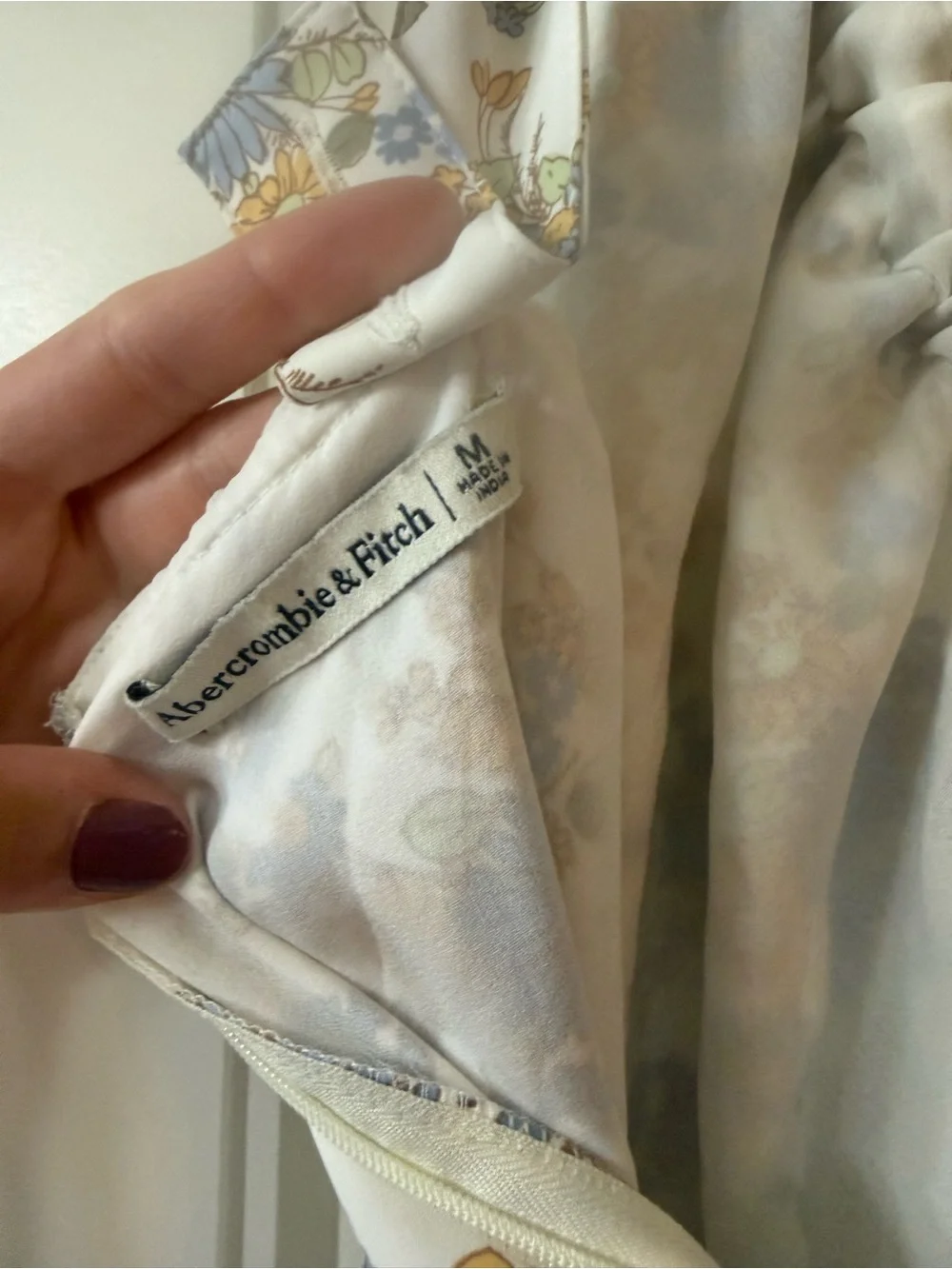 Abercrombie & Fitch White Maxi Dress with Blue and Tan Floral Print